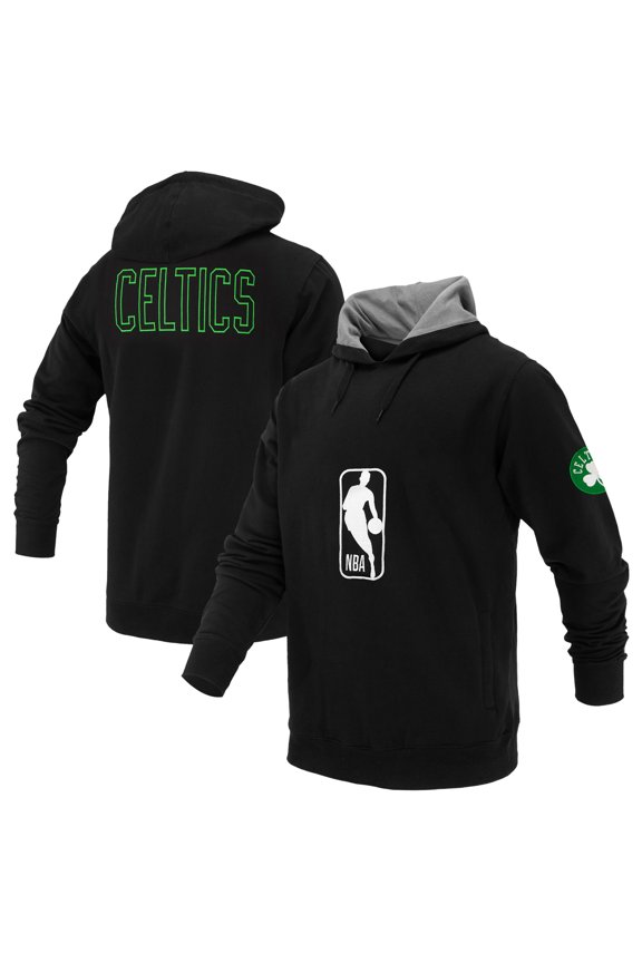 Unisex FISLL Black Boston Celtics Logoman Shadow Collection Pullover Hoodie