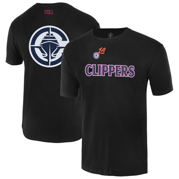 Unisex FISLL Black LA Clippers Oversize Logo T-Shirt