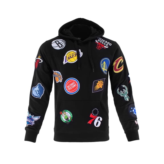 Unisex FISLL Black NBA All Over Logo Hoodie