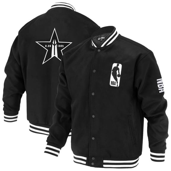 Unisex FISLL Black NBA Logoman Shadow Collection Full-Snap Varsity Jacket
