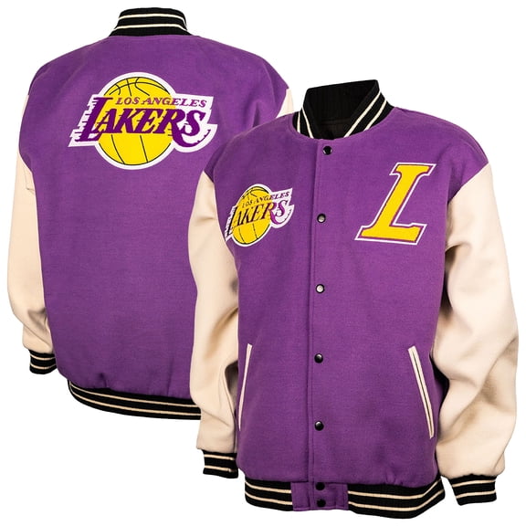 Unisex FISLL Purple/Cream Los Angeles Lakers Full-Snap Varsity Jacket