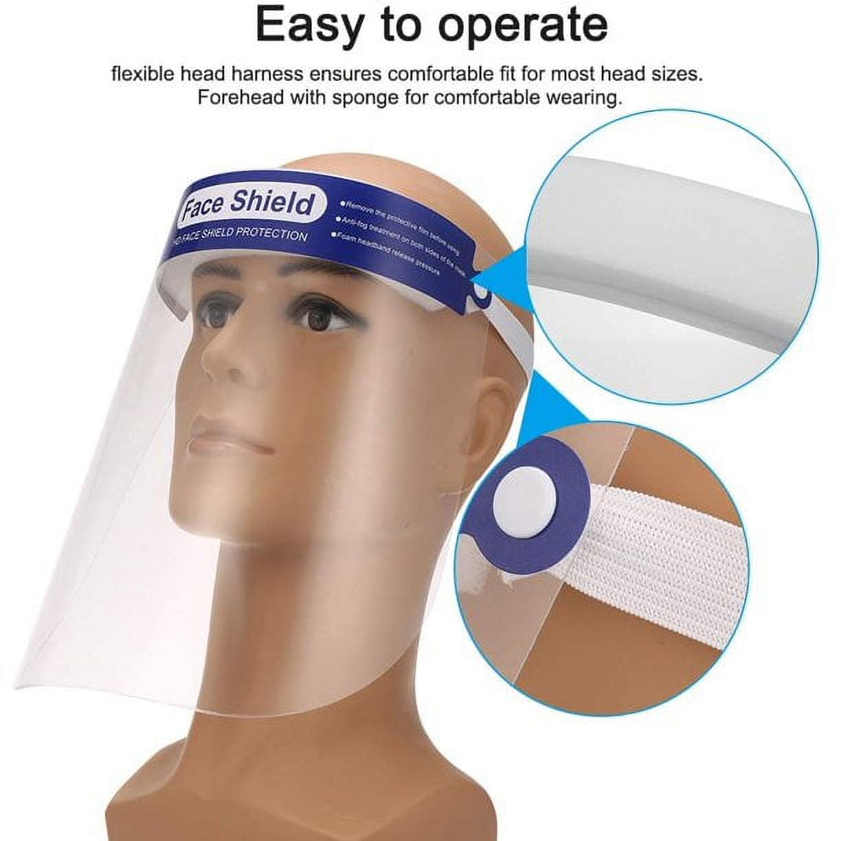 Safety Face Shield, Reusable Plastic Face Mask Shield, Adjustable Anti-Fog  Clear Full Face Shield Protection, Flip-up Transparent Visor Face Shield