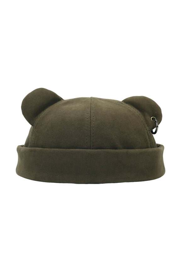Unisex Fall Winter Bear Ear Hat - Street Fashion Brimless Cap with Lining