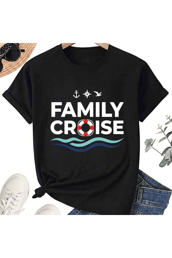 Unisex Family Cruise Graphic T-Shirt, Family Cruise Bold Waves