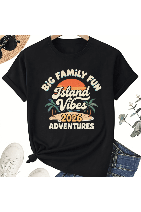 Unisex Family Vacation Graphic T-Shirt, Big Family Fun Island Vibes 2026
