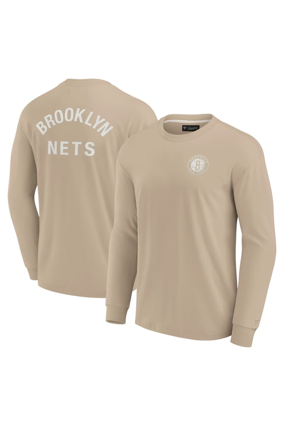 Unisex Fanatics Khaki Brooklyn Nets Elements Super Soft Long Sleeve T-Shirt