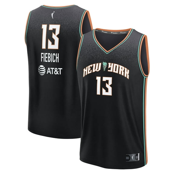 Unisex Fanatics Leonie Fiebich Black New York Liberty Explorer Edition Fast Break Replica Jersey