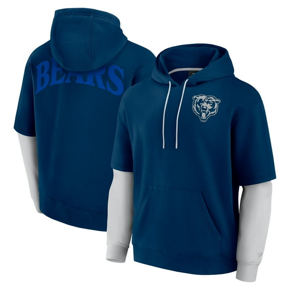 Unisex Fanatics Navy Chicago Bears Sleek Elements Pullover Hoodie