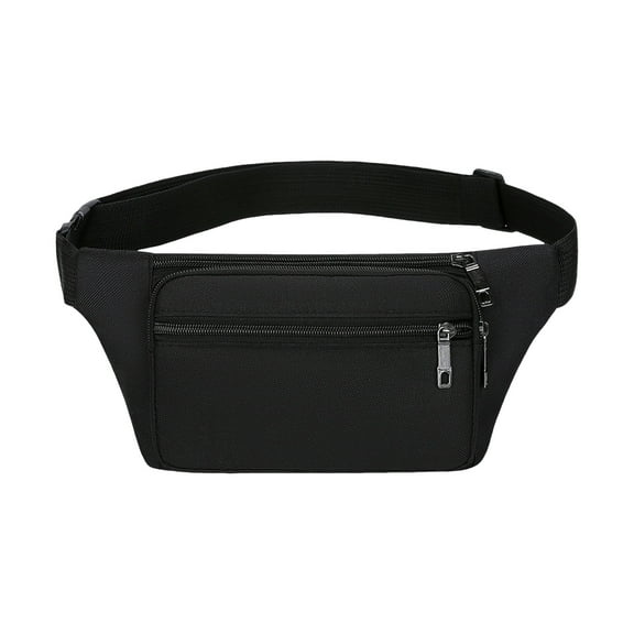 Unisex Fanny Pack Phone Bag Elastic Adjustable Waist Strap Multi Compartments Zipper Closure Outdoor Jogging Cycling Waist Bag-Black