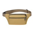 thumbnail image 1 of Unisex Fanny Pack Phone Bag Elastic Adjustable Waist Strap Multi Compartments Zipper Closure Outdoor Jogging Cycling Waist Bag-Khaki, 1 of 8