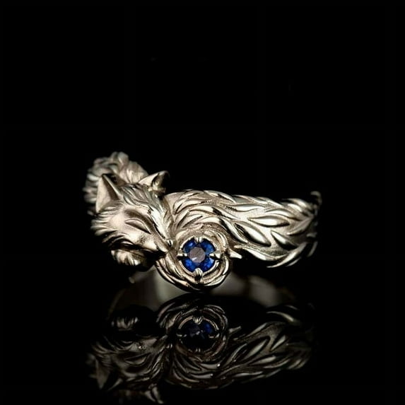 Unisex Fashion Alloy Fox Ring with Artificial Gem Inlay Electroplated Finish Retro Design Statement Jewelry Gift