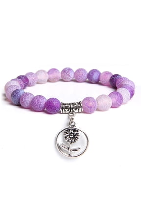 Unisex Agate Stone Bracelet Weathered Finish Floral Design Individually Packed Personal Use or Thoughtful Gift