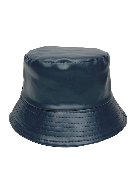 Unisex Fashion Bucket Hat PU Leather Rain Hat Fishmen Cap For Women