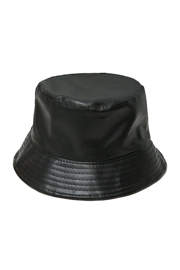 Unisex Fashion Bucket Hat PU Leather Rain Hat Fishmen Cap For Women
