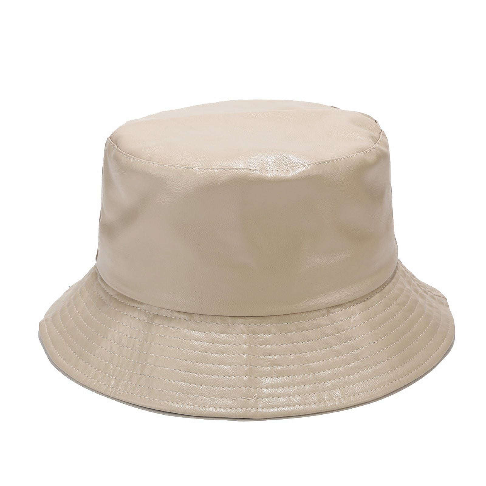 Unisex Fashion Bucket Hat, PU Leather Rain Hat, Waterproof Fishmen Cap for Women