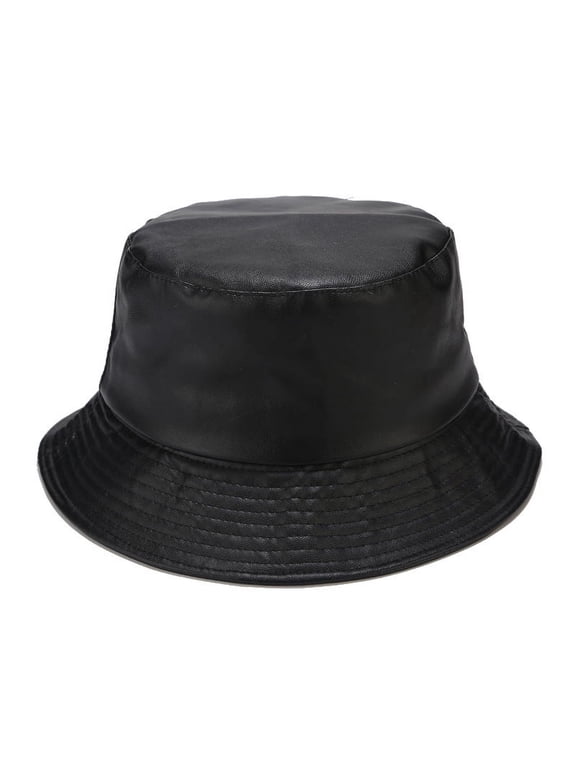 Unisex Fashion Bucket Hat, PU Leather Rain Hat, Waterproof Fishmen Cap for Women