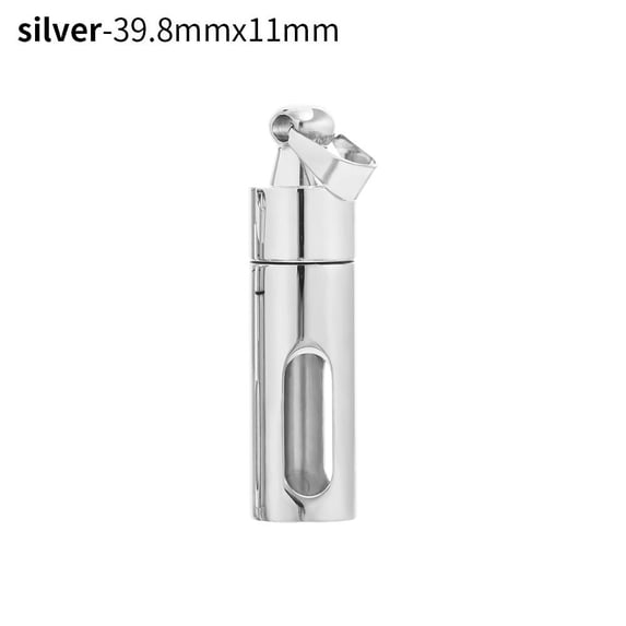 Unisex Fashion Jewelry Memorial Gift Wishing Bottle Cremation Urns Perfume Vial Pendant Cylinder Glass Tube SILVER 39.8MMX11MM