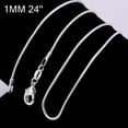 thumbnail image 1 of Unisex Fashion Jewelry Sterling Silver Snake Chain Necklace, 1mm Snake Necklace Women, 24 inch, 1 of 12