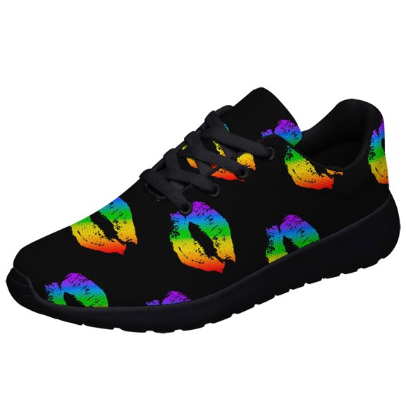 Unisex Fashion Rainbow Shoes, LGBT Sneakers for Men Women, Lightweight Breathable Running Walking Shoes Black Size 13