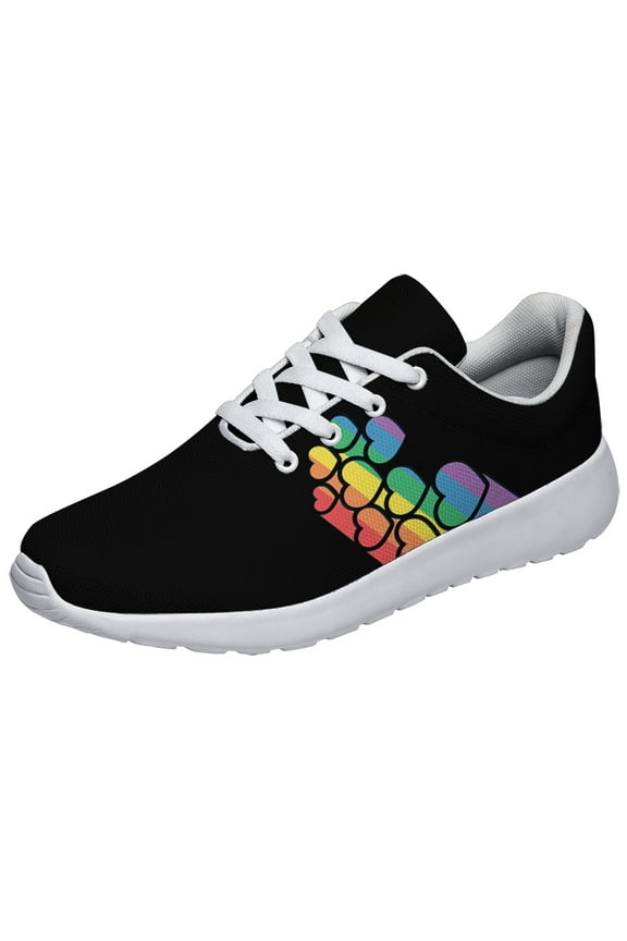Unisex Fashion Rainbow Shoes, LGBT Sneakers for Men Women, Lightweight Breathable Running Walking Shoes White Size 11