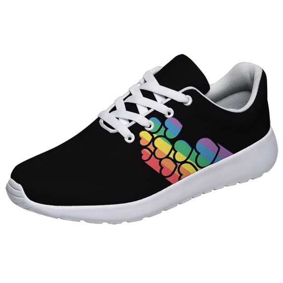 Unisex Fashion Rainbow Shoes, LGBT Sneakers for Men Women, Lightweight Breathable Running Walking Shoes White Size 12