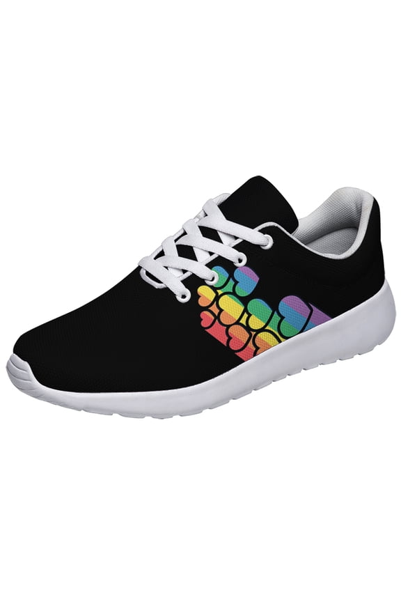 Unisex Fashion Rainbow Shoes, LGBT Sneakers for Men Women, Lightweight Breathable Running Walking Shoes White Size 12