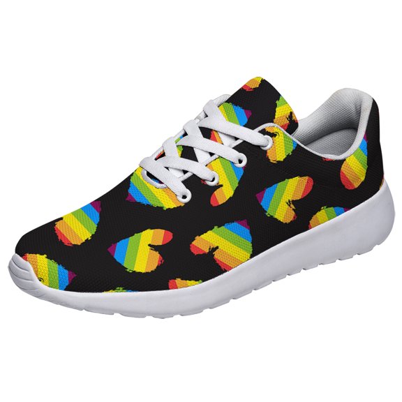 Unisex Fashion Rainbow Shoes, LGBT Sneakers for Men Women, Lightweight Breathable Running Walking Shoes White Size 13