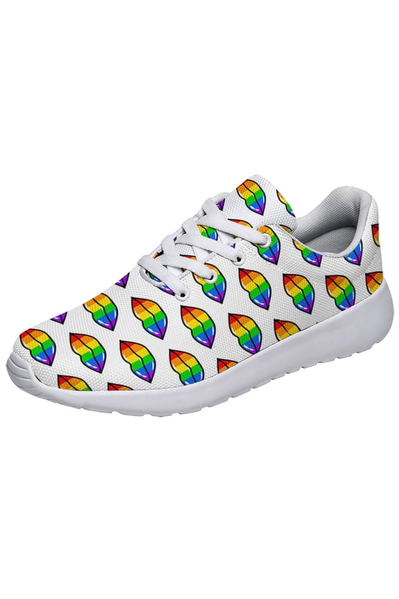 Unisex Fashion Rainbow Shoes, LGBT Sneakers for Men Women, Lightweight Breathable Running Walking Shoes White Size 13