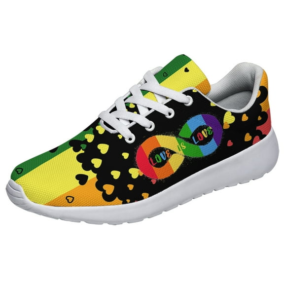 Unisex Fashion Rainbow Shoes, LGBT Sneakers for Men Women, Lightweight Breathable Running Walking Shoes White Size 8