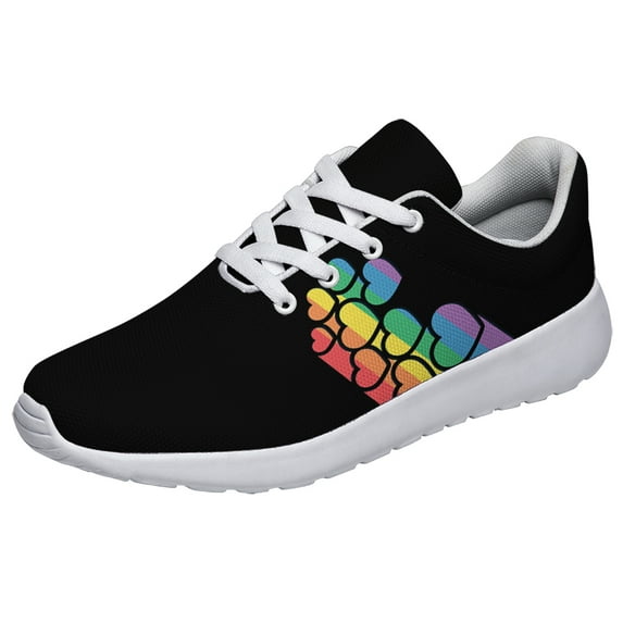 Unisex Fashion Rainbow Shoes, LGBT Sneakers for Men Women, Lightweight Breathable Running Walking Shoes White Size 9.5
