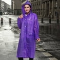 thumbnail image 1 of Unisex Fashion Reusable Button Rain Jacket Coat Hooded Raincoat With Pockets For Adults Teens, 1 of 4