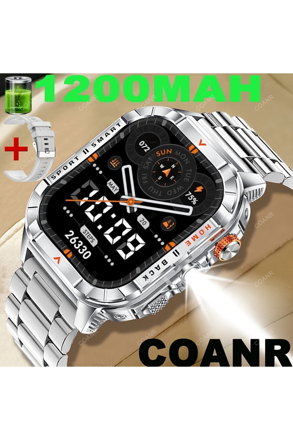 Unisex Fashion Smart Watch, 1200mAh Battery, 2.01" HD Display, 100+ Sports Modes, LED Flashlight, Multi Watch Faces, iPhone Android Compatible, Ideal Gift for Family & Friends