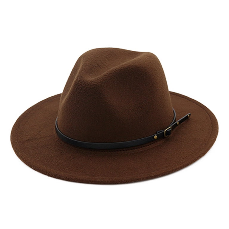 Unisex Fashion Wide Wool Belt Flat Top Fedora Hat Party  display picture 2