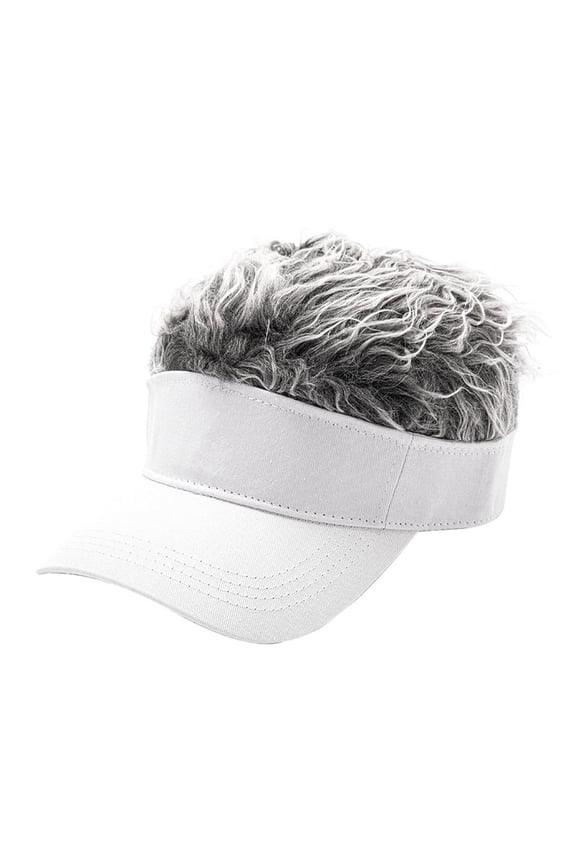 Unisex Fashion Wig Caps Concise Sun Visors Street Hip Hop Baseball Cap Sun Snapback Hats Fake Hair Casquette White+Gray