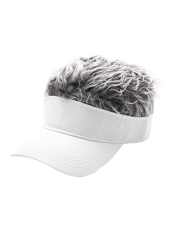 Unisex Fashion Wig Caps Concise Sun Visors Street Hip Hop Baseball Cap Sun Snapback Hats Fake Hair Casquette White+Gray