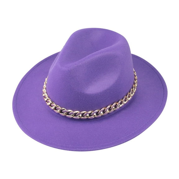 Unisex Fashionable Fedora Hat - Wide Brim Dress Hat for Women/Men - Woolen Material, Adjustable Fit - One Size (56-58cm Circumference)