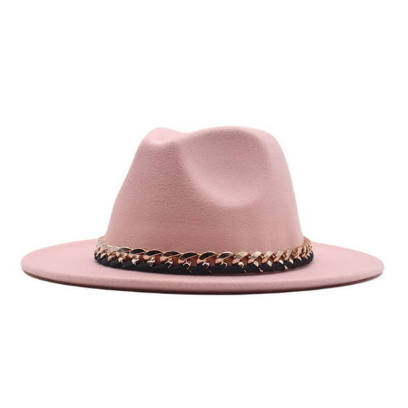 Unisex Fashionable Fedora Hat - Wide Brim Dress Hat for Women/Men - Woolen Material, Adjustable Fit - One Size (56-58cm Circumference)
