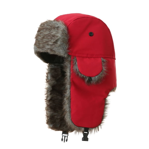 Unisex Faux Fur Trooper Hat Warm Trooper Hat Winter Skiing Cap Women Men Windproof