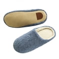 thumbnail image 1 of Unisex Faux Fur Winter Slippers,Fluffy Soft Warm Slip On House Slippers,Anti-Skid Soft Soles Cozy Plush Indoor House Shoes Comfy Slipper,Size 5-10 Blue, 1 of 6