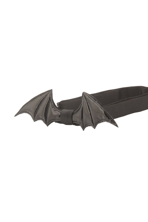 Unisex Faux Leather Bowtie for Men Women Black Bat Wing Pre-Tied Bowknot Ties with Adjustable Strap for Halloween Party