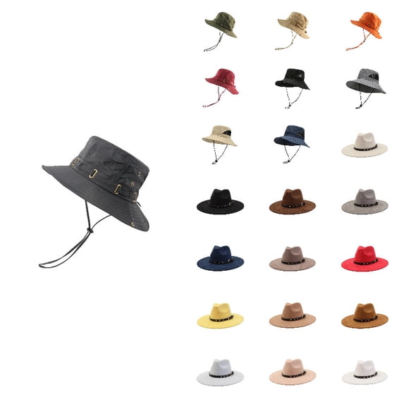 Unisex Fedora Wide Brim Hat Classic Beach Style Outdoor Sun Lightweight Travel Headwear For All Seasons, A-Black