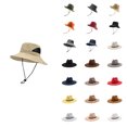 thumbnail image 1 of Unisex Fedora Wide Brim Hat Classic Beach Style Outdoor Sun Lightweight Travel Headwear For All Seasons, B-Khaki, 1 of 5