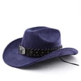 thumbnail image 1 of Unisex Felt Cowboy Hat Wide Brim Band Western Jazz Hat Buckle Outdoor Party Travel Hat, 1 of 2