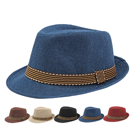 Unisex Felt Fedora Hat for Men Women, Classic Short Wide Brim Trilby Dress Hat with Leather Belt Band, Lightweight Warm Winter Jazz Gangster Hat, 5 Colors