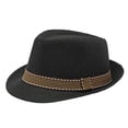 thumbnail image 1 of Unisex Felt Fedora Hat for Men Women, Classic Short Wide Brim Trilby Dress Hat with Leather Belt Band, Lightweight Warm Winter Jazz Gangster Hat, 5 Colors, 1 of 3