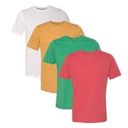 Unisex Festival Bulk T-Shirt, 65/35 Polyester/Ring Spun Cotton, Assorted Short Sleeve Crewneck Plain Tees Bright Color 4 Pack, XL