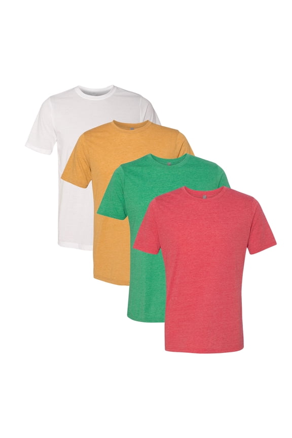 Unisex Festival Bulk T-Shirt, 65/35 Polyester/Ring Spun Cotton, Assorted Short Sleeve Crewneck Plain Tees (Bright Color 4 Pack, XL)