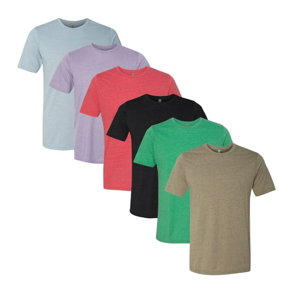Unisex Festival Bulk T-Shirt, 65/35 Polyester/Ring Spun Cotton, Assorted Short Sleeve Crewneck Plain Tees (Dark Bright Color 6 Pack, XL)