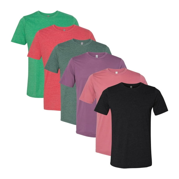 Unisex Festival Bulk T-Shirt, 65/35 Polyester/Ring Spun Cotton, Assorted Short Sleeve Crewneck Plain Tees (Dark Color 6 Pack, L)