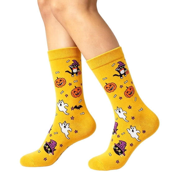 Unisex Festive Crew Socks Graphic Relaxed Stretch Fit Sock Fun Holiday Fall Crew Socks